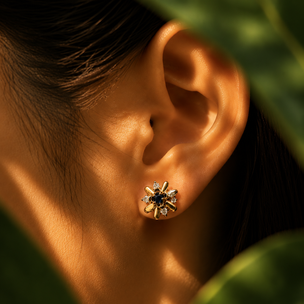 Sapphire Petal Studs
